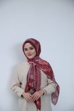 Ruby Muse Desen Şal – Bordo - Görsel 4
