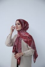 Ruby Muse Desen Şal – Bordo - Görsel 5